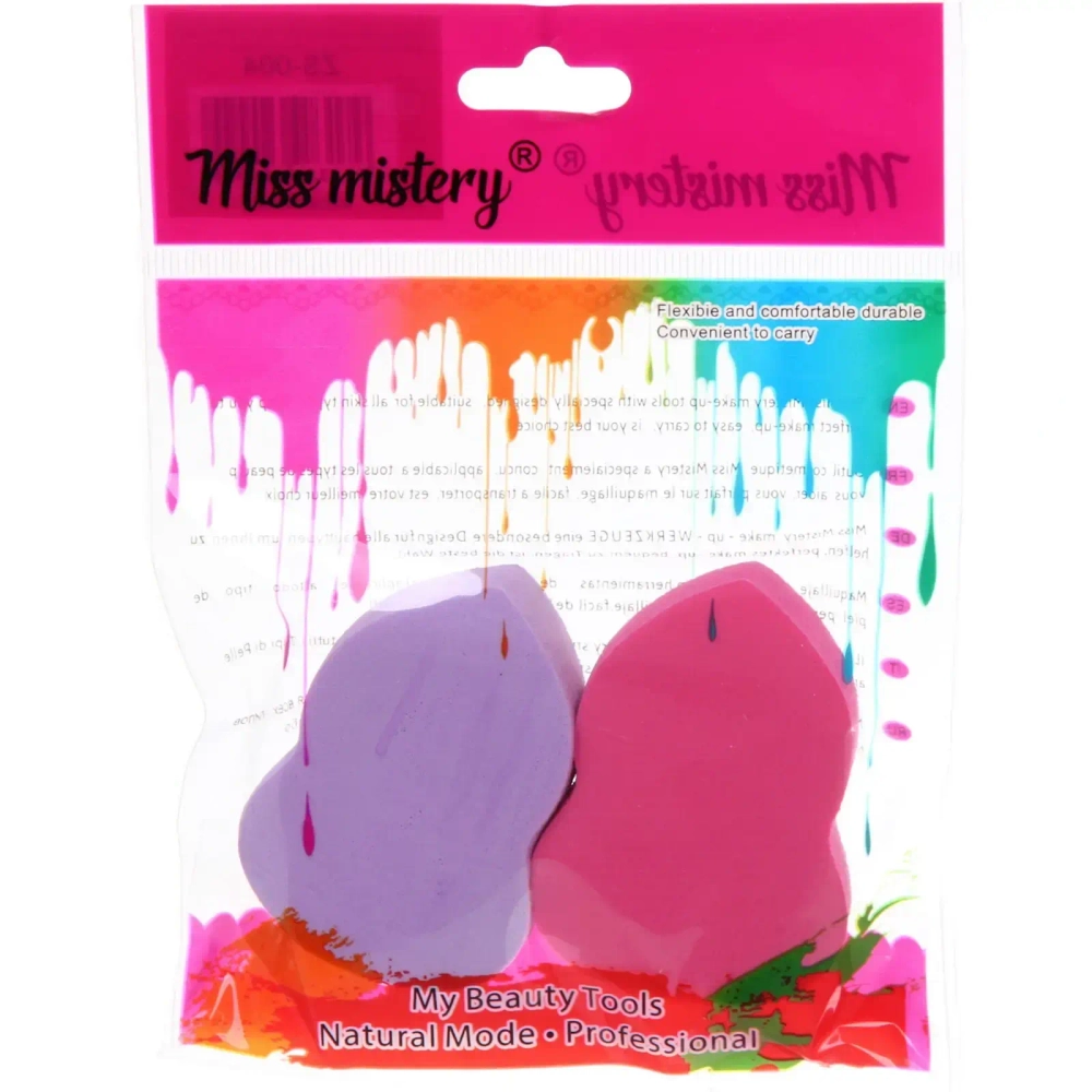 Спонжи для макияжа 2шт «ЭФФЕКТО», микс два цвета розовый и фиолетовый, 2*6см