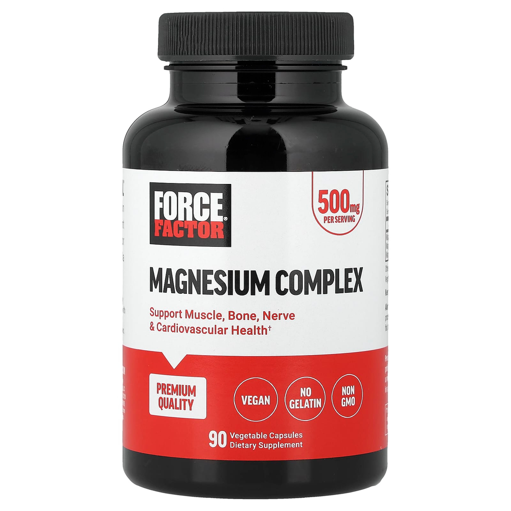 Force Factor, комплекс магния, 500 мг, 90 растительных капсул