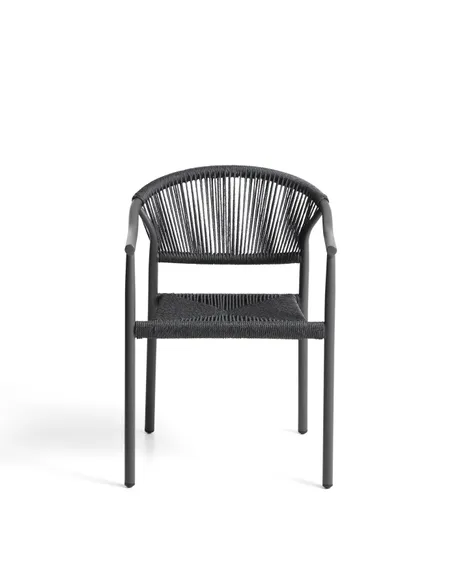 Уличный стул Livadia из серого алюминия и веревки