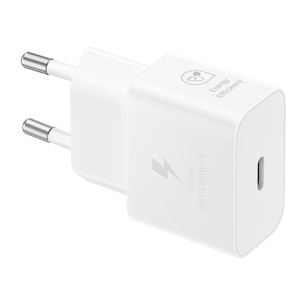 Сетевое зарядное устройство Samsung мощностью 25 Вт (USB-C) (GaN) и кабель USB-C (1 м) (EP-T2510), Белый