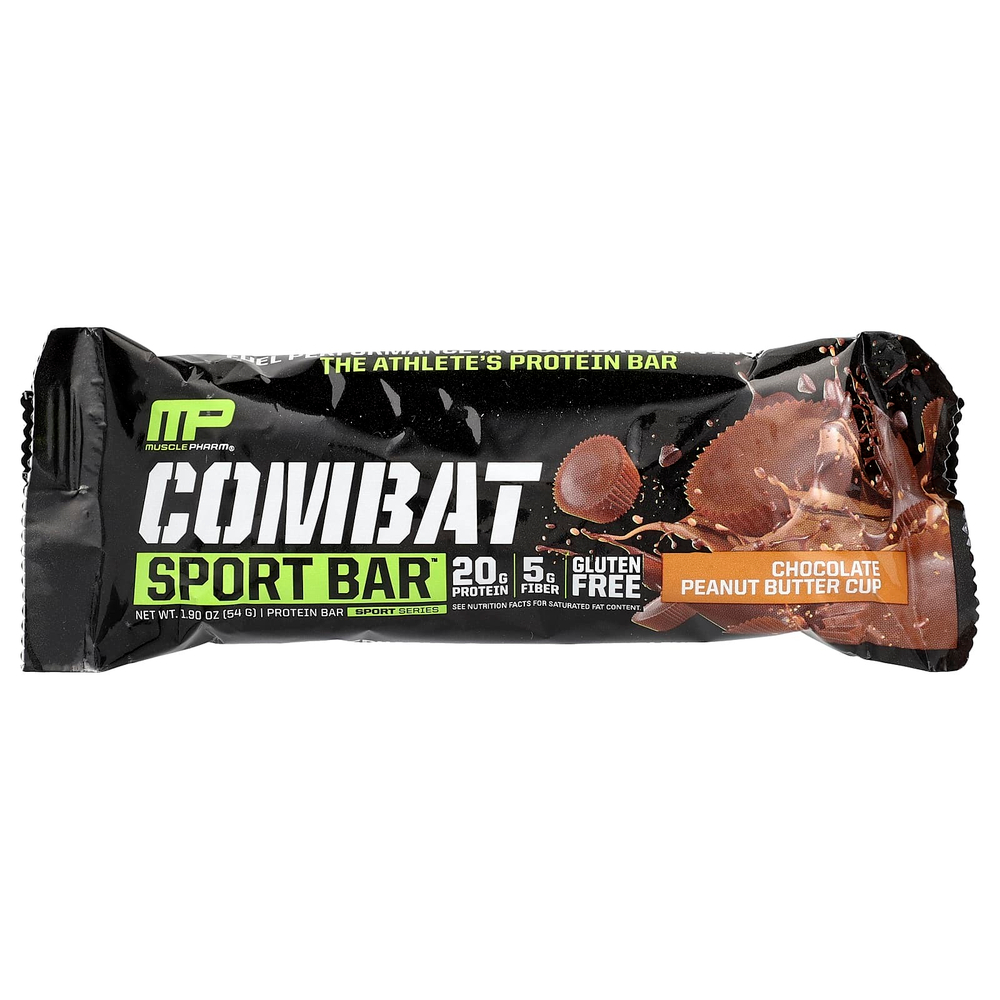 MusclePharm, Протеиновый батончик Combat Ready ™, шоколадный батончик с арахисовым маслом, 4 батончика, 54 г (1,9 унции)