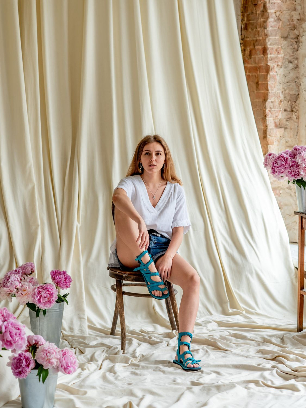 Сандали "Гладиаторы" (голубые)