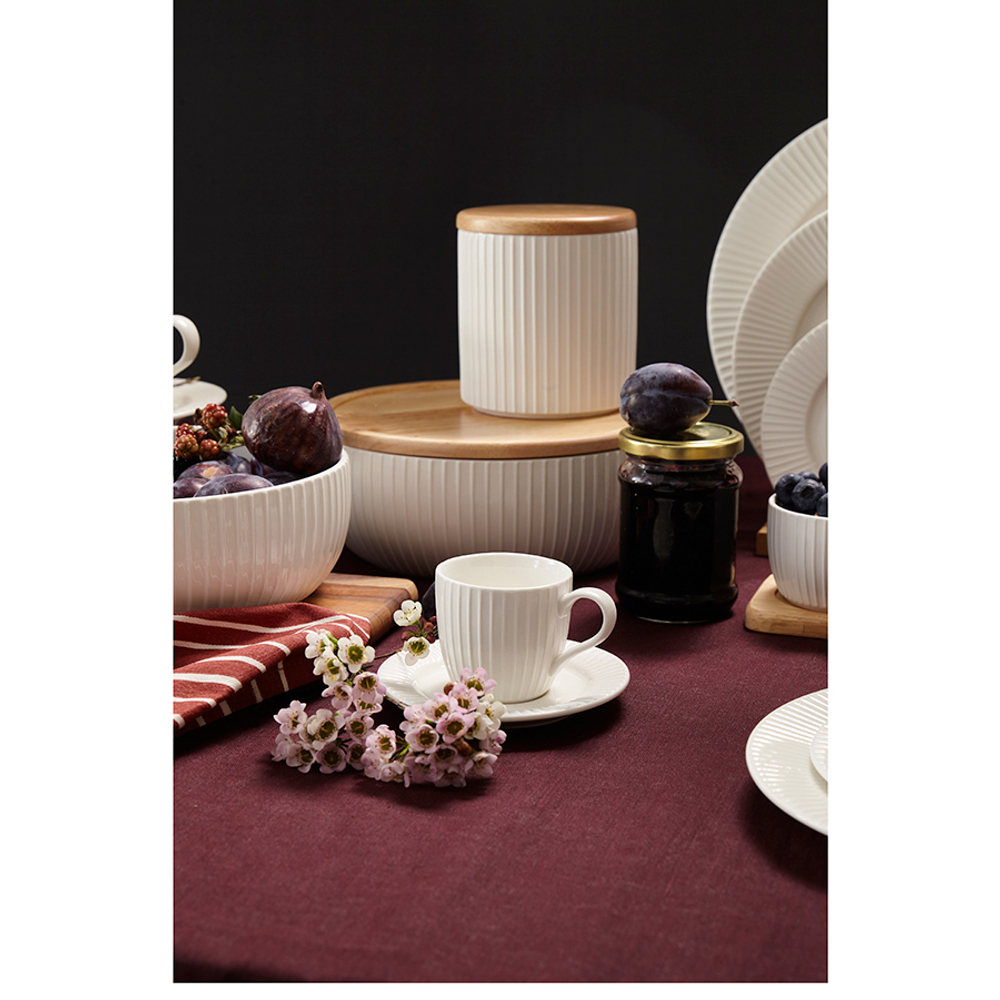 Салатник с крышкой из каучукового дерева soft ripples, dual glazing, D22 см