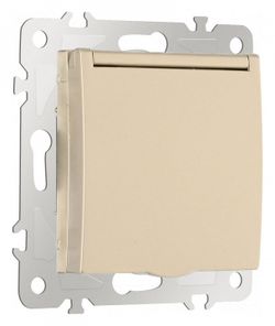 Розетка влагозащищенная с заземлением и со шторкой с крышкой Arte Milano am-206 206.41-1.shampan