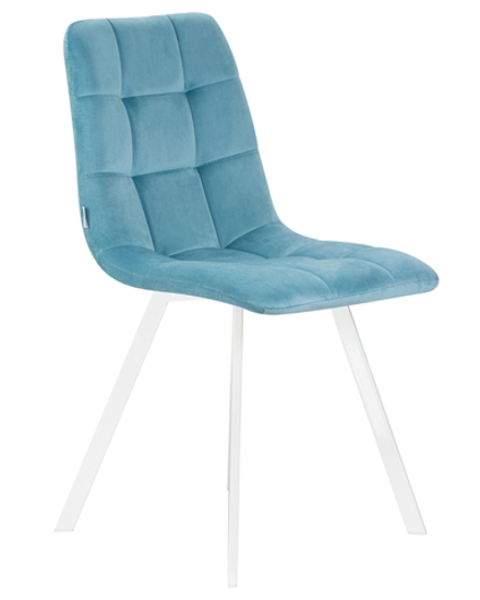 Стул обеденный DOBRIN ALEX SQUARE, белые ножки, морской волны велюр (V108-57)
