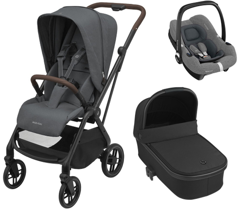 Детская коляска Maxi-Cosi Leona2 Oria 3 в 1 с автокреслом CabrioFix Select grey 1204204110 Twillic Graphite/1507672111 Essential Black