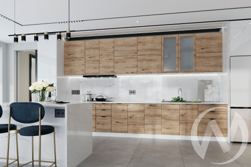 Кухня "Витория": дуб артисан (корпус белый)