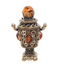 Народные промыслы AM-3233 Фигурка «Самовар Ажурный» (латунь, янтарь)