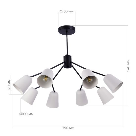 SLE155942-08 Светильник потолочный Черный/Белый E14 8*40W MARIO