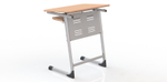 Парта одноместная Mega Smart Perfo с перфорированным экраном, полкой и углом наклона столешницы