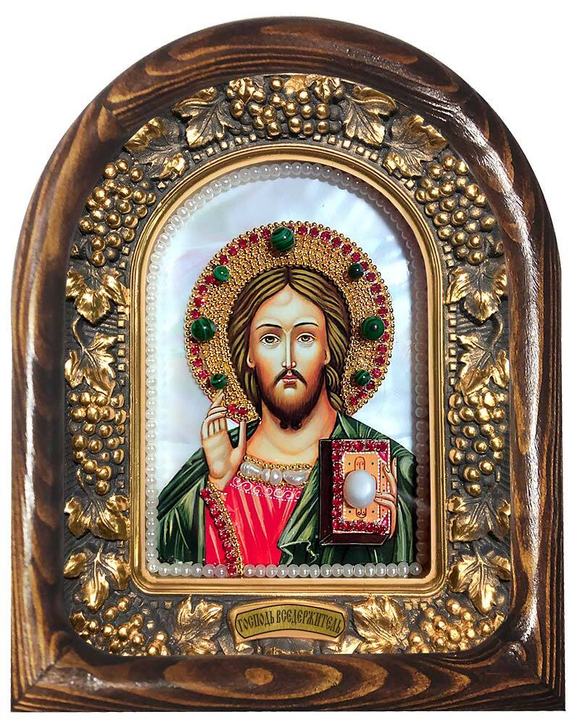 Господь Вседержитель (перламутр, жемчуг, малахит)