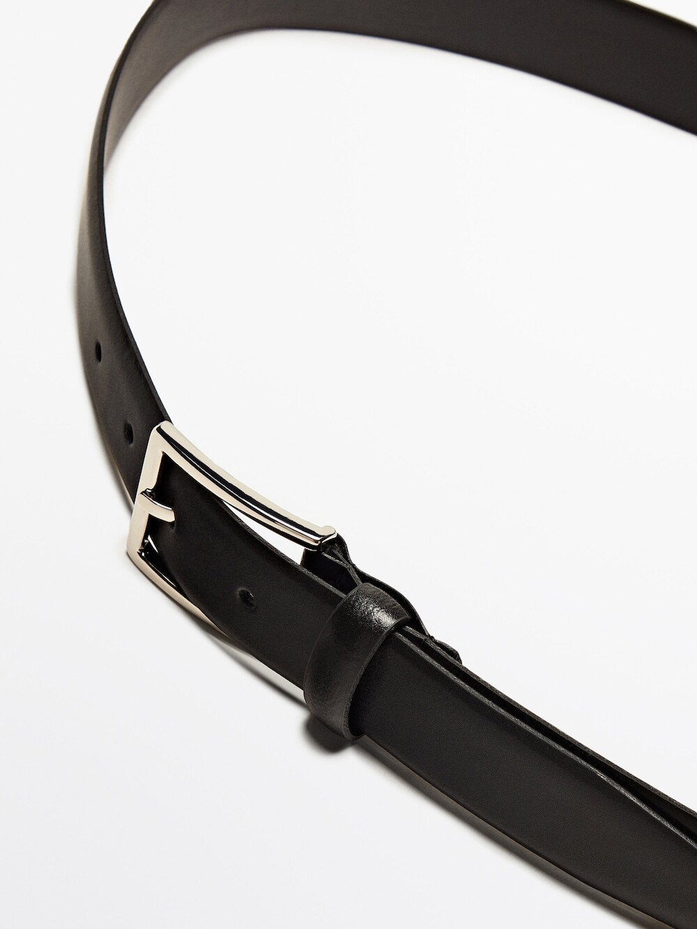 Massimo Dutti Ремень из мягкой кожи наппа, черный