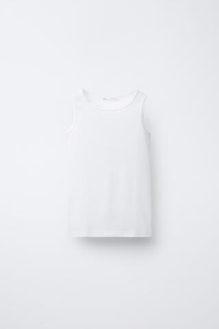 ZARA НАБОР ИЗ ДВУХ ФУТБОЛОК БЕЗ РУКАВОВ, БЕЛЫЙ