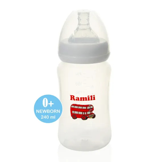 Бутылочка для кормления Ramili Baby 240ML, 0+, слабый поток, противоколиковая