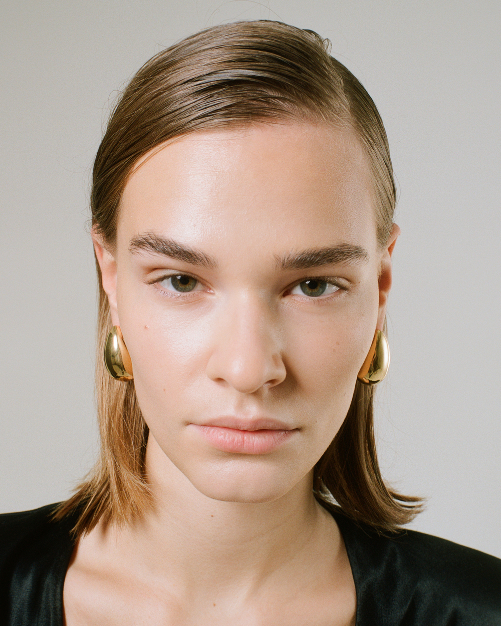 Серьги гладкий металл капля, золото