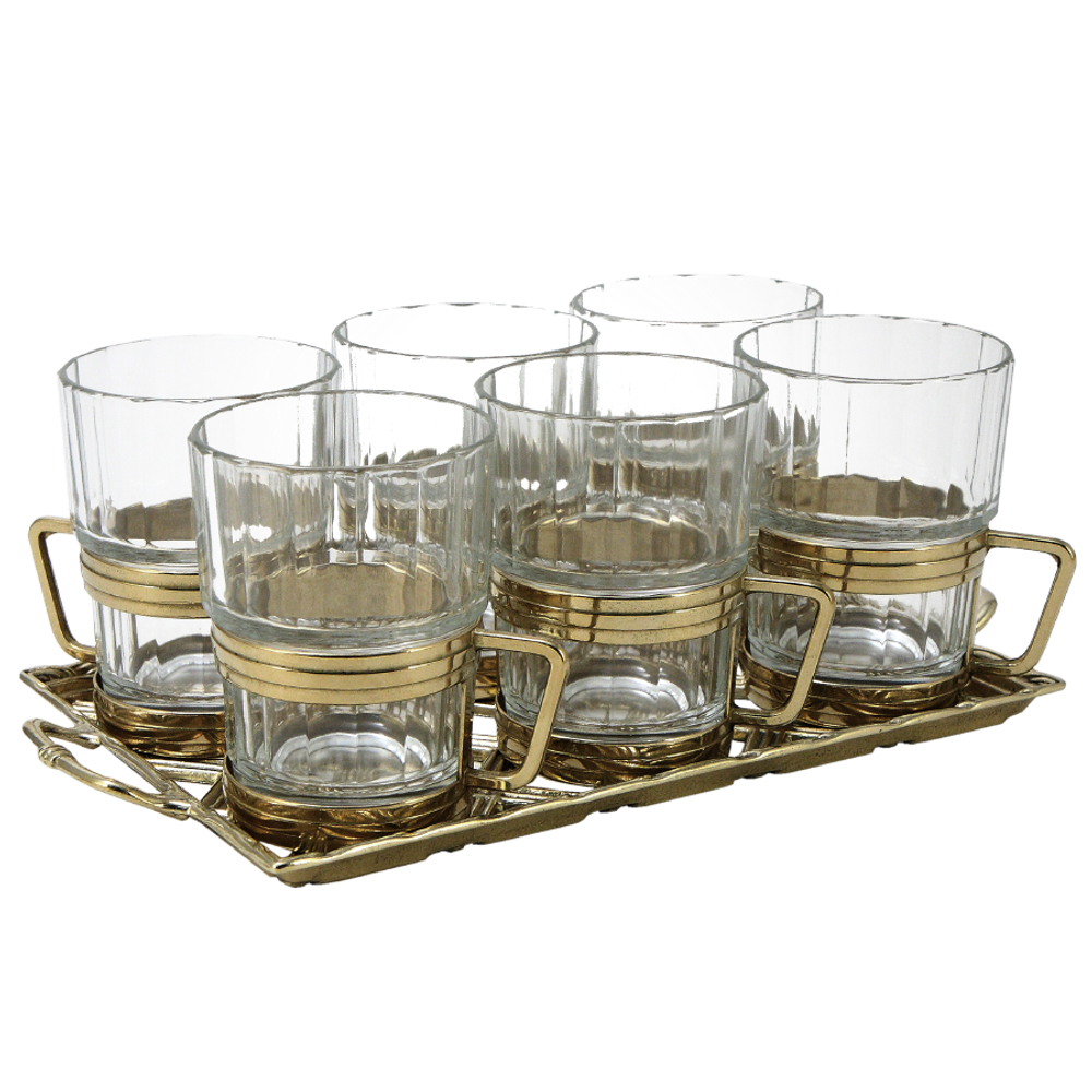 Alberti Livio Набор: поднос Плетенка + 6 подстаканников со стаканами