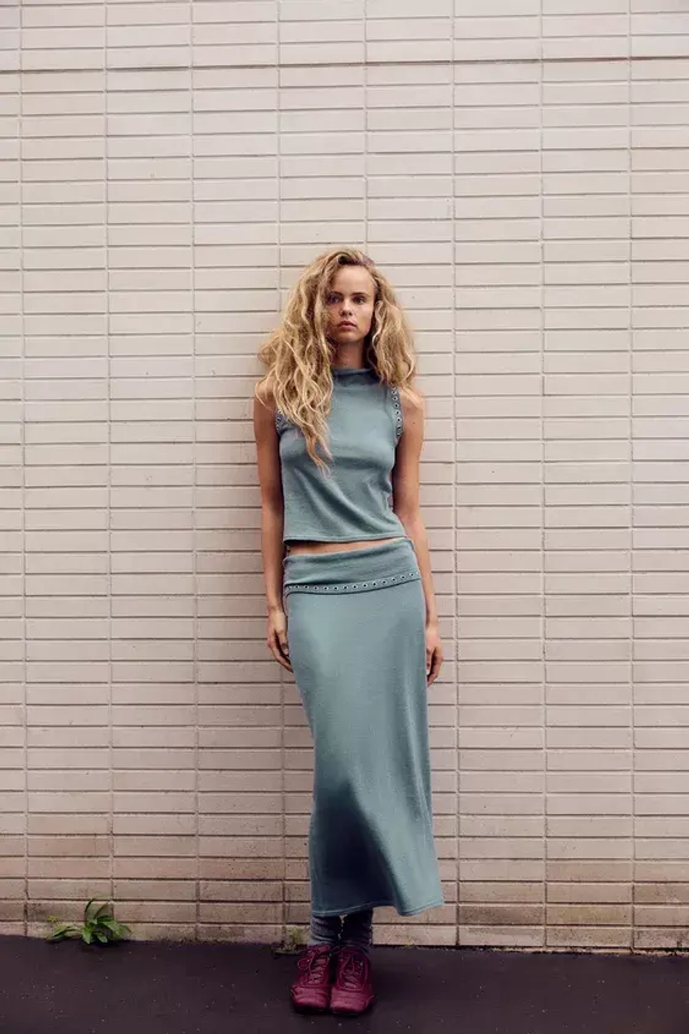 ZARA ТОП С ГОРЛОВИНОЙ ХАЛТЕР И ЛЮВЕРСАМИ, БИРЮЗОВЫЙ