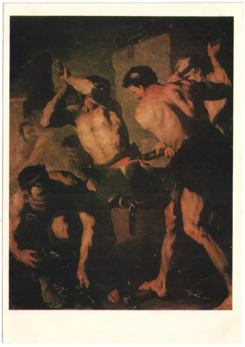 Открытка «Кузница Вулкана» Лука Джордано (1632—1705)