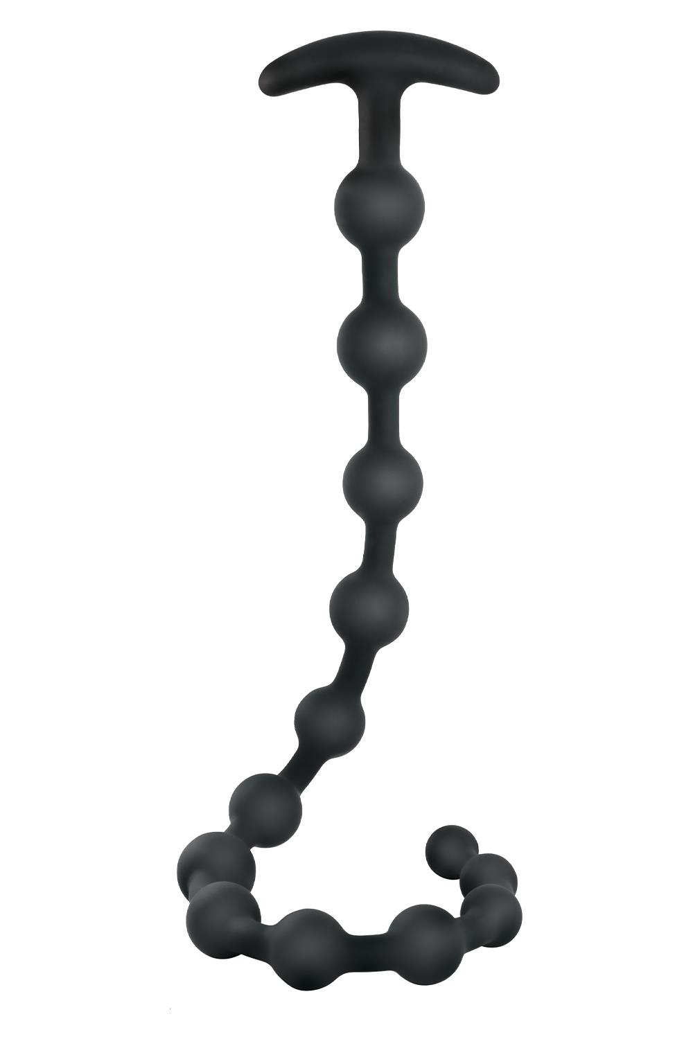 Черная анальная цепочка Ribbed Silicone Anal Beads - 48,3 см. (Цвет: черный)