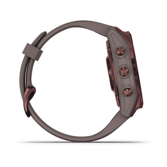 Умные часы Garmin Fenix 7S Sapphire Solar титановый темно-бронзовый с сланцево-серым силиконовым ремешком
