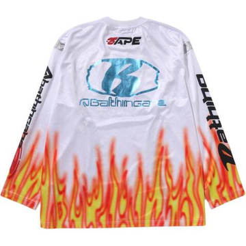 A Bathing Ape Bathing Ape Flame Pattern Лонгслив Футболка белый