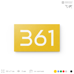 Номер на дверь 361, табличка на дверь для офиса, квартиры, кабинета, аудитории, склада, желтая 120х70 мм, Айдентика Технолоджи