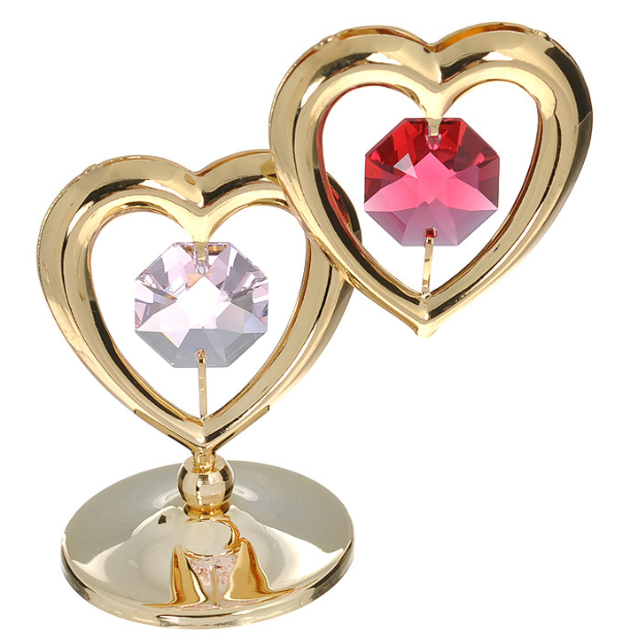 Декоративная композиция Crystocraft Два сердца с кристаллами Swarovski, 6 см