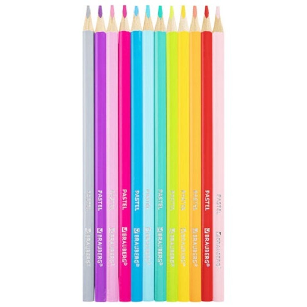 Карандаши цветные трехгранные 12цв. Brauberg Pastel