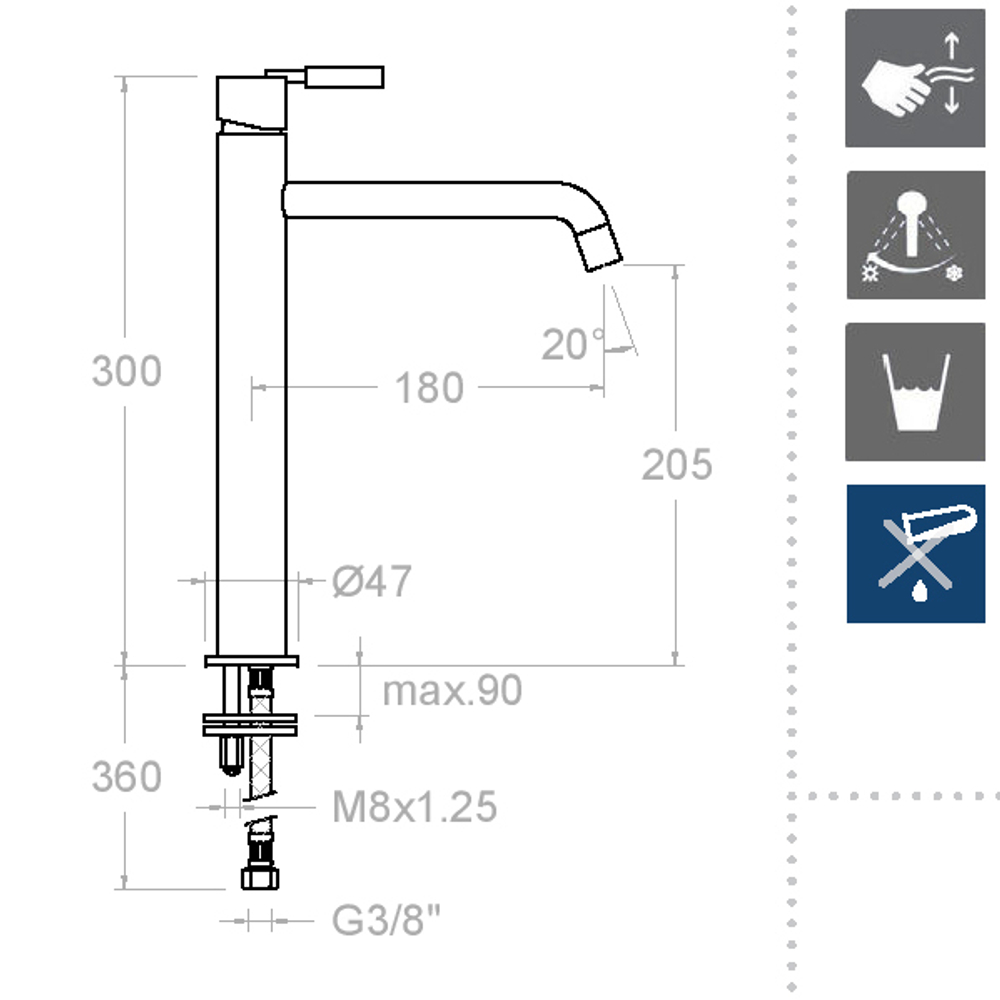 Смеситель для раковины чаши ATICA 7510
