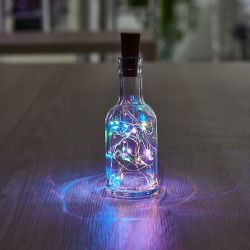 ULD-S0200-020-SСR-3LR MULTI IP20 WINESTOPPER Гирлянда светодиодная Роса с пробкой на батарейках 3xLR44в-к. 2м. 20 светодиодов. Разноцветный свет. Провод медный. TM Uniel