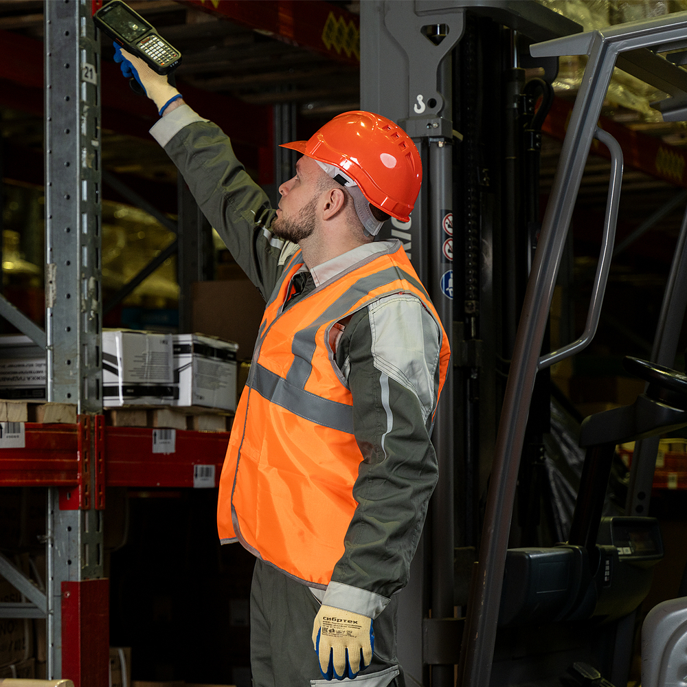 Каска защитная из ударопрочной пластмассы, оранжевая Сибртех 89113