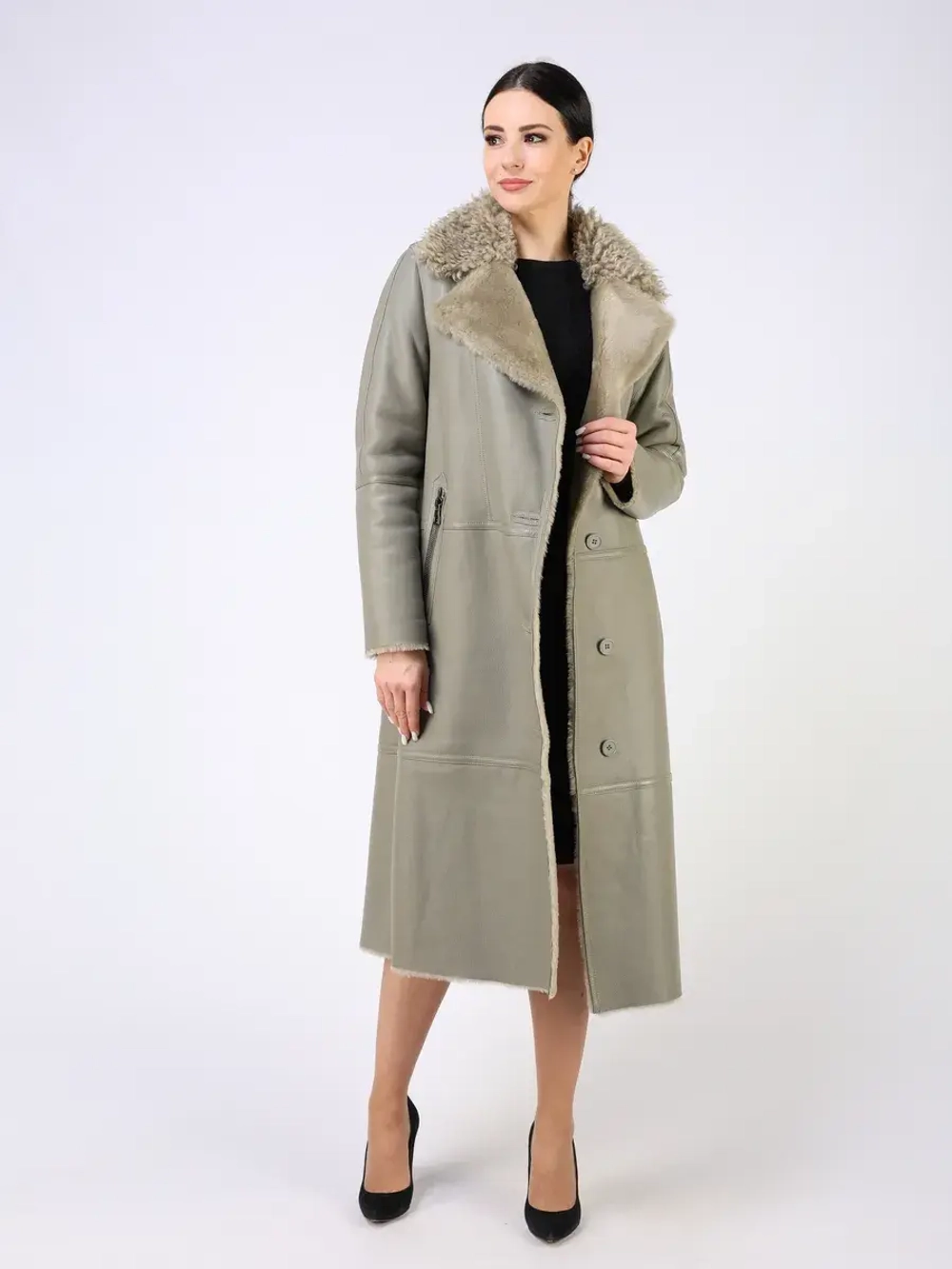 Дубленка зимняя натуральная длинная