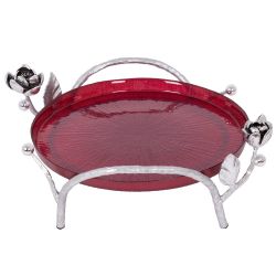 Фруктовница-конфетница Нимфея (поднос) Античное Серебро Бордовый