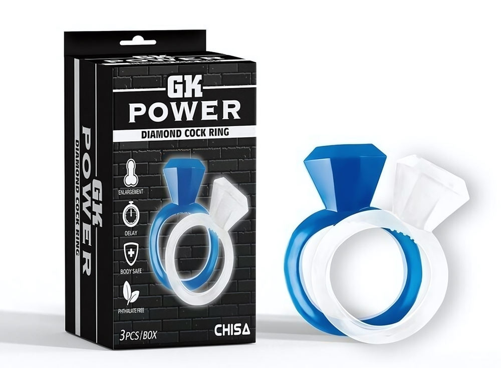 Набор из 2-х эрекционных колец Diamond Cock Ring (Цвет: синий, прозрачный)