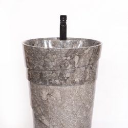 Раковина напольная из мрамора Pedestal Grey Spiral MN-03211 (45*45*90 см)