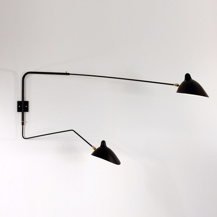 Wall design lamp AP2B1C Two Arms by Serge Mouille (Black)