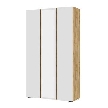 ХЕЛЕН ШК 02 Шкаф 3х створчатый с зеркаломФАСАД БЕЛЫЙ/КОРПУС ДУБ КРАФТ ЗОЛОТО