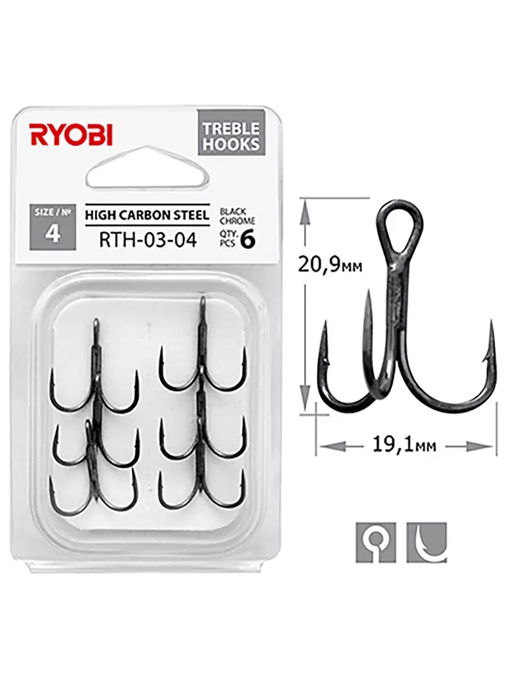 Крючок тройник рыболовный RYOBI RTH-03