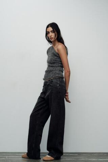 ZARA ТОП АСИММЕТРИЧНОГО КРОЯ ИЗ ШЕРСТИ АЛЬПАКИ, СЕРЫЙ