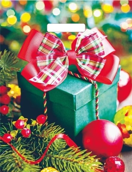 Новогодние пакеты "Зеленый подарок" 31х40см 60мкм (50/500шт)