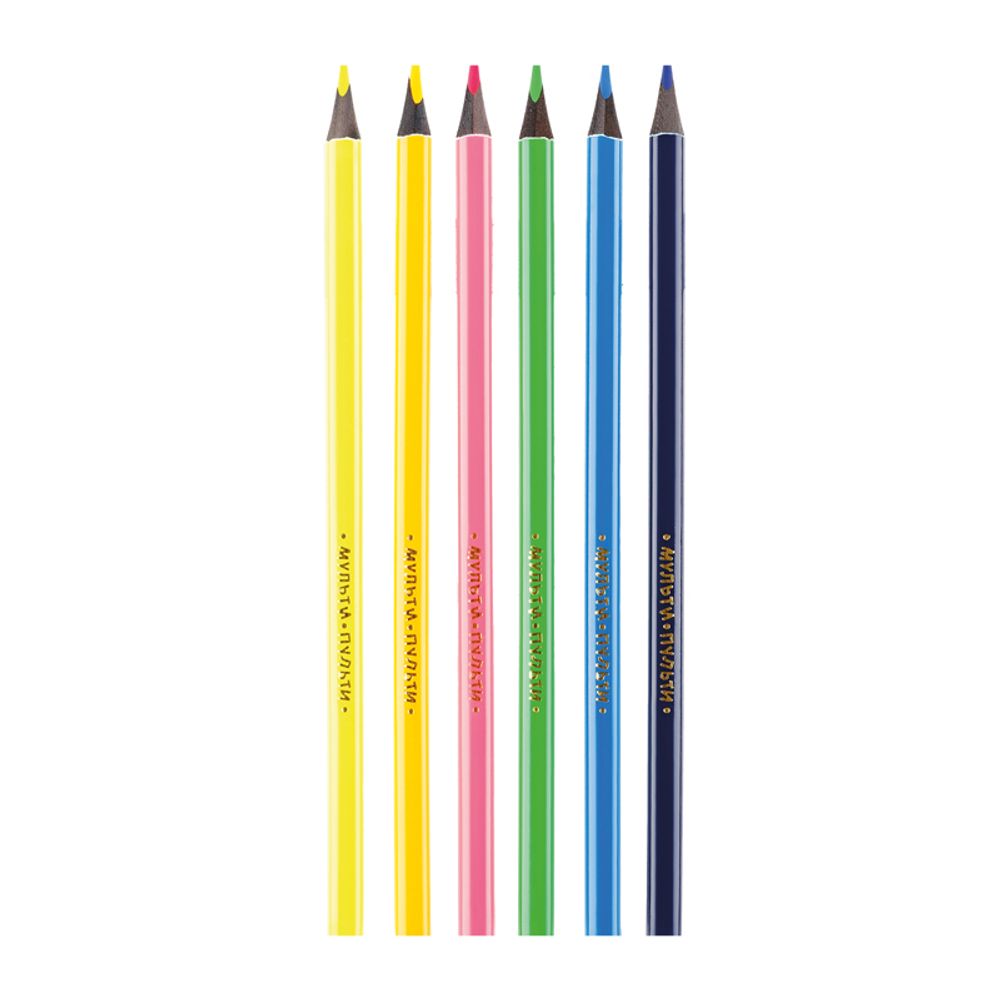 Карандаши цветные Мульти-Пульти "Енот на лужайке", 06цв., трехгранные, неоновые, картон