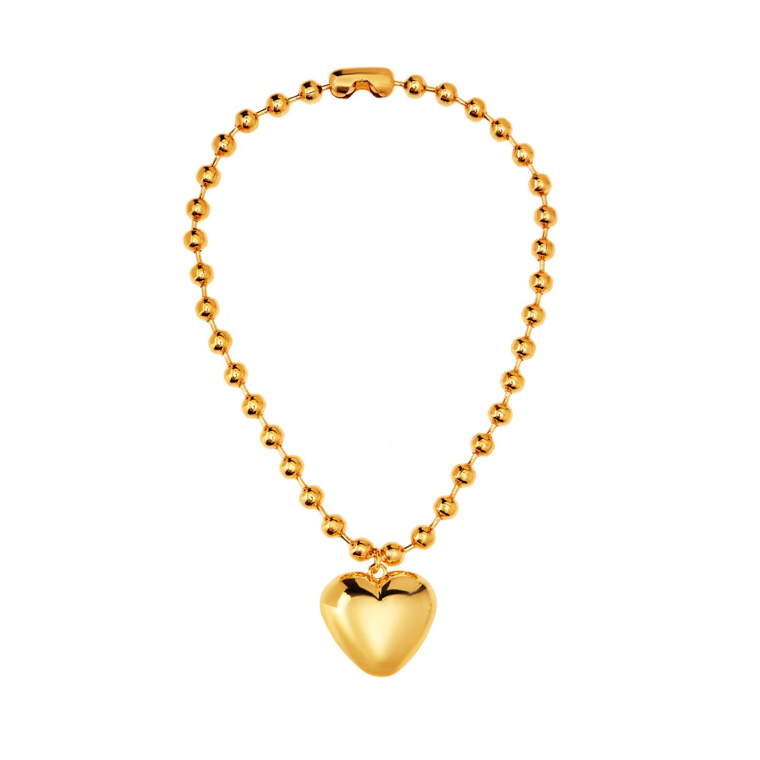 Колье Big Heart Necklace With Beads - Gold