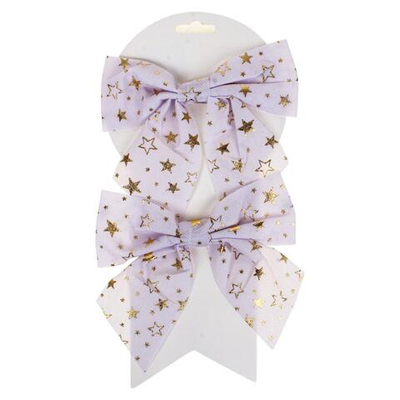 Бант на ёлку "Звездопад" 15*15см. (набор 2 шт.) Белый/золото (Серпантин)