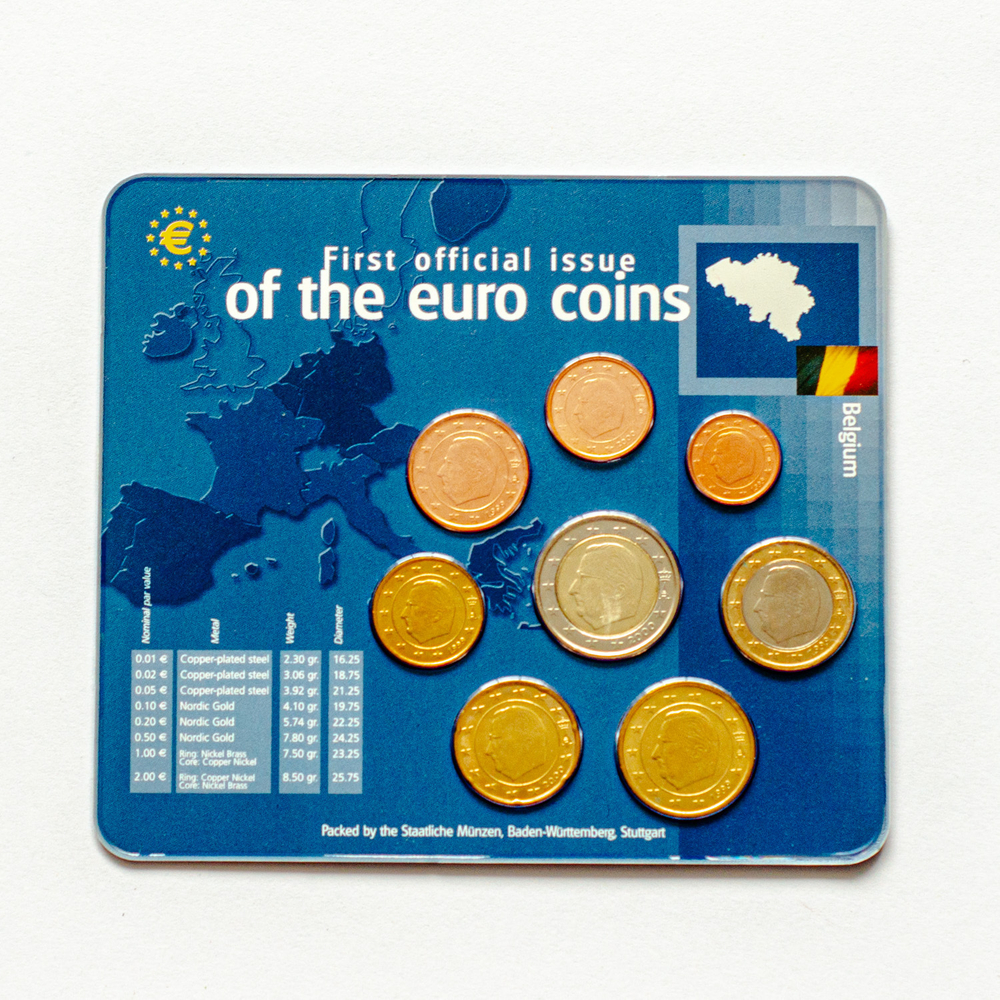 Belgium 1999 - 2000 Year Set: First Official Issue of the Euro Coins