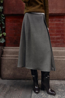 ZARA ЮБКА-МИДИ «ГУСИНАЯ ЛАПКА», КОРИЧНЕВЫЙ