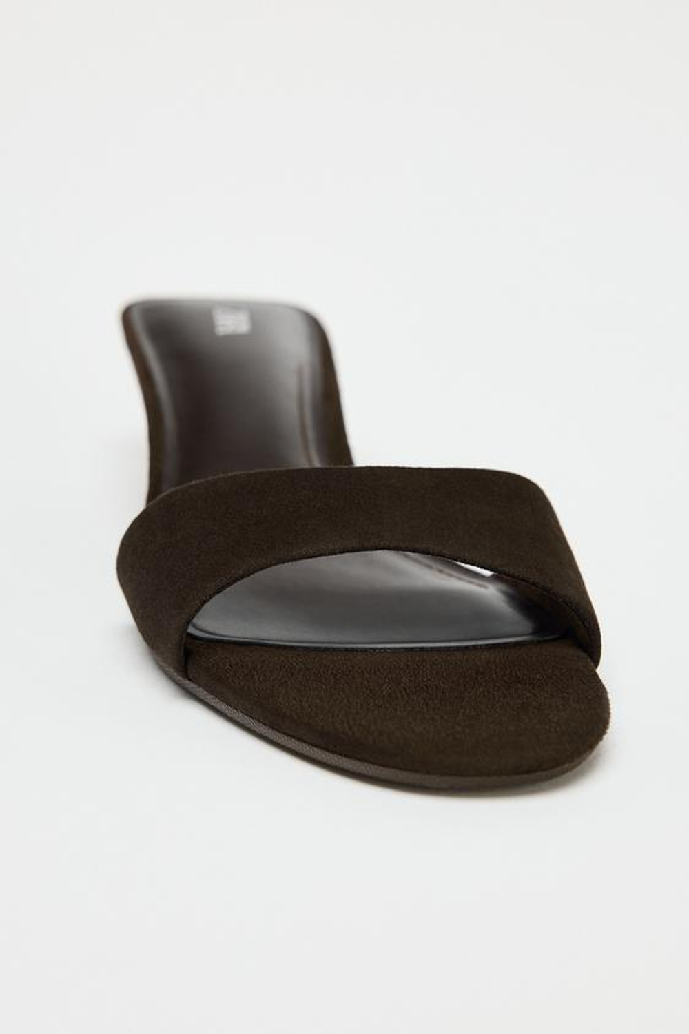 ZARA ЗАМШЕВЫЕ БОСОНОЖКИ НА ТАНКЕТКЕ, КОРИЧНЕВЫЙ