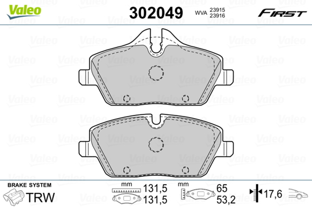VALEO - 302049-VAL - Brake Pad Set, disc brake