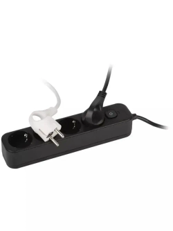 Сетевой фильтр Intro SFE430-B с базовой защитой с заземлением с выключателем 4 розетки 3м 10А черный / удлинитель сетевой 3м