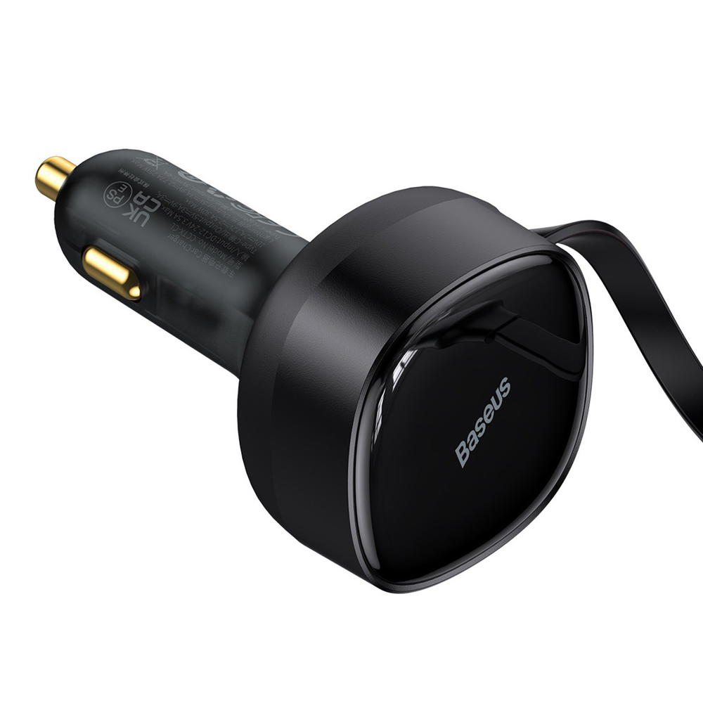 Автомобильная зарядка Baseus Enjoyment Retractable 2in1 Car Charger C+L 30W