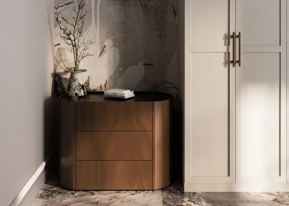 Комод Lagom 3 ящика ширина 90 см (орех, черный)